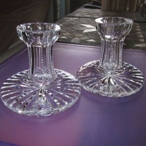 1 pair of low cut glass candlesticks